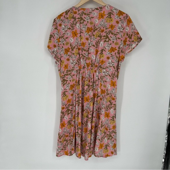 Cynthia Rowley Linen Blend Floral Cinched Button Front Dress - Picture 8 of 12